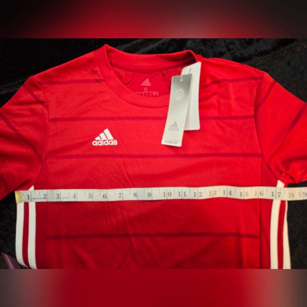 Adidas Soccer Red Striped Tee